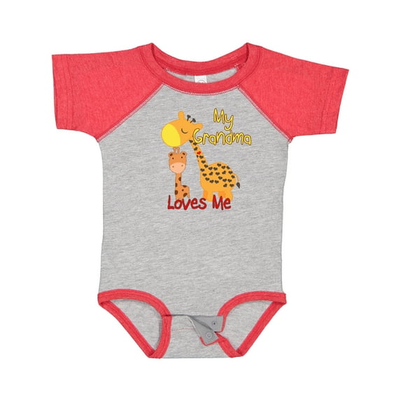 Inktastic My Grandma Loves Me Giraffe Boys or Girls Baby Bodysuit