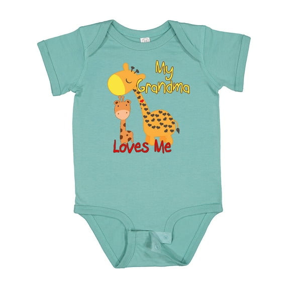 Inktastic My Grandma Loves Me Giraffe Boys or Girls Baby Bodysuit