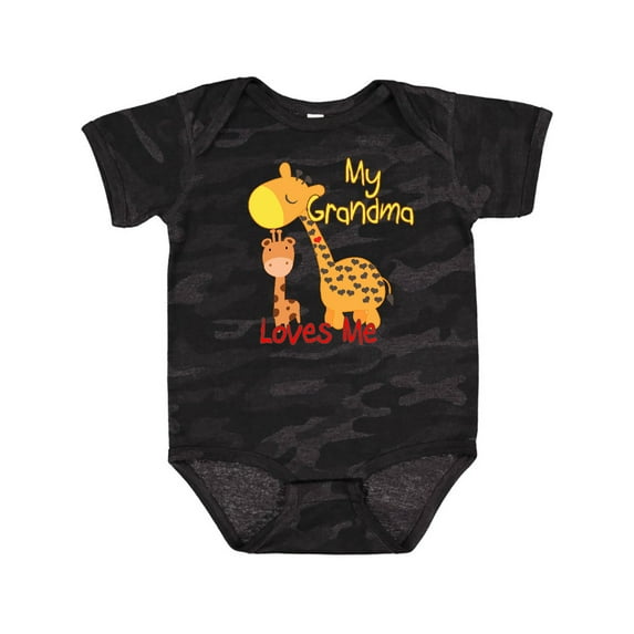 Inktastic My Grandma Loves Me Giraffe Boys or Girls Baby Bodysuit