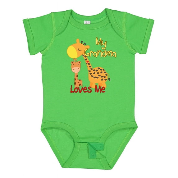 Inktastic My Grandma Loves Me Giraffe Boys or Girls Baby Bodysuit