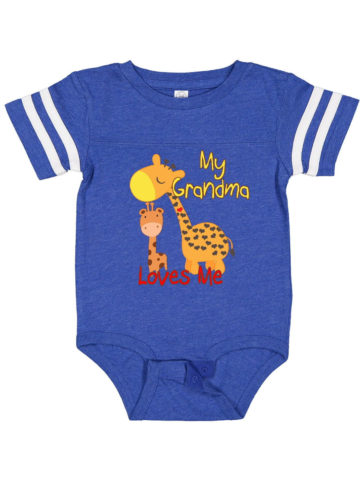 Inktastic My Grandma Loves Me Giraffe Boys or Girls Baby Bodysuit