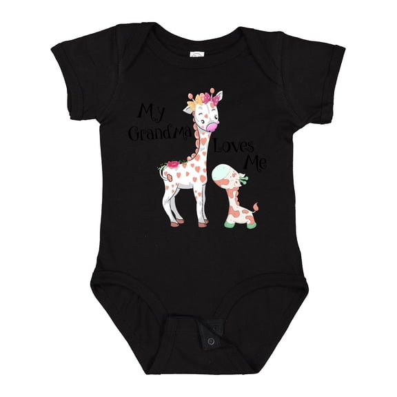 Inktastic My Grandma Loves Me Giraffe Boys or Girls Baby Bodysuit