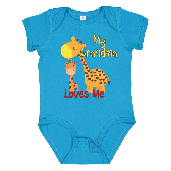 Inktastic My Grandma Loves Me Giraffe Boys or Girls Baby Bodysuit