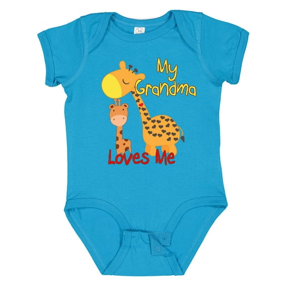 Inktastic My Grandma Loves Me Giraffe Boys or Girls Baby Bodysuit