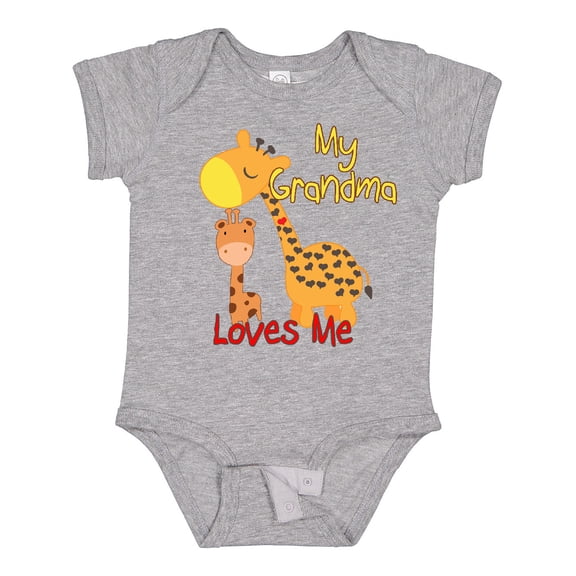 Inktastic My Grandma Loves Me Giraffe Boys or Girls Baby Bodysuit