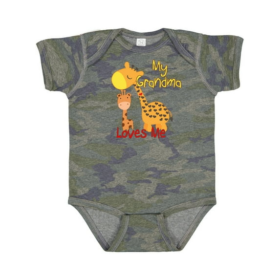 Inktastic My Grandma Loves Me Giraffe Boys or Girls Baby Bodysuit