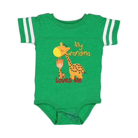 Inktastic My Grandma Loves Me Giraffe Boys or Girls Baby Bodysuit