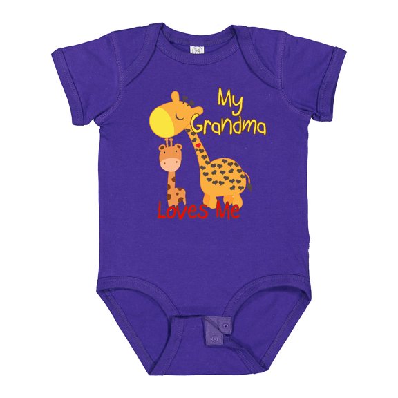 Inktastic My Grandma Loves Me Giraffe Boys or Girls Baby Bodysuit