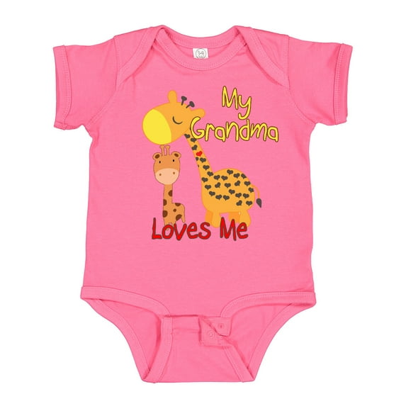 Inktastic My Grandma Loves Me Giraffe Boys or Girls Baby Bodysuit