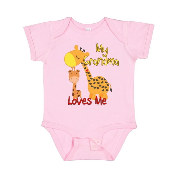 Inktastic My Grandma Loves Me Giraffe Boys or Girls Baby Bodysuit