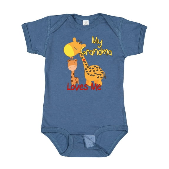 Inktastic My Grandma Loves Me Giraffe Boys or Girls Baby Bodysuit