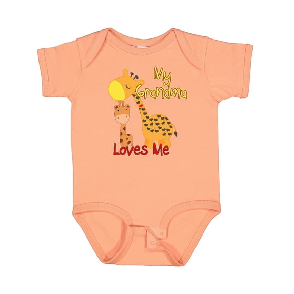 Inktastic My Grandma Loves Me Giraffe Boys or Girls Baby Bodysuit