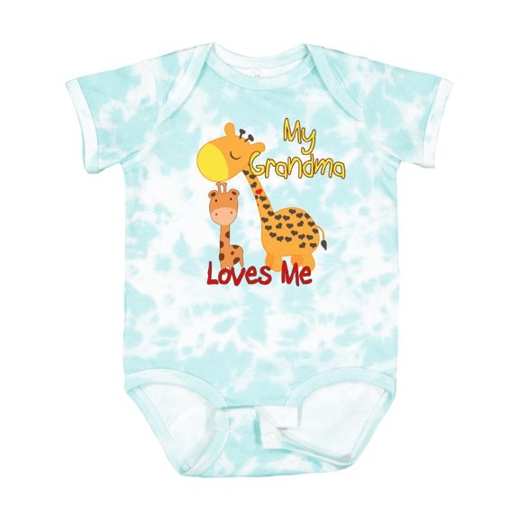 Inktastic My Grandma Loves Me Giraffe Boys or Girls Baby Bodysuit