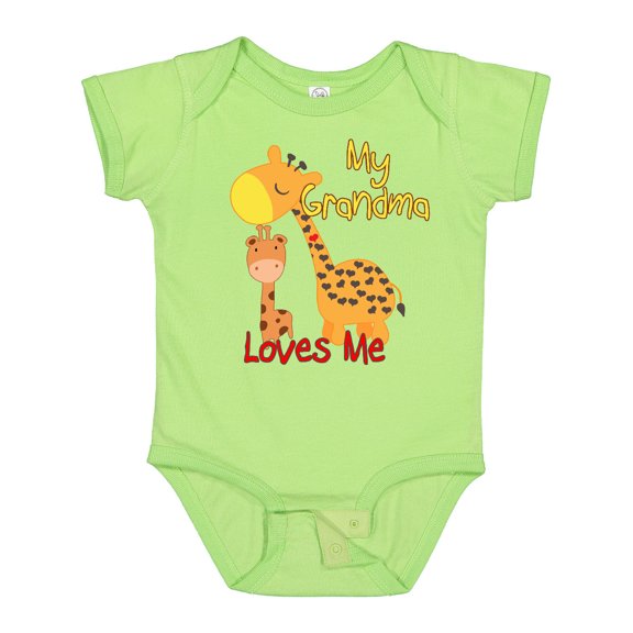 Inktastic My Grandma Loves Me Giraffe Boys or Girls Baby Bodysuit