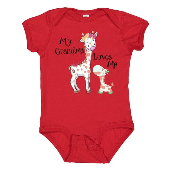 Inktastic My Grandma Loves Me Giraffe Boys or Girls Baby Bodysuit