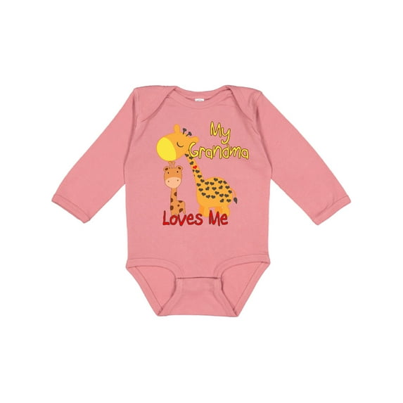 Inktastic My Grandma Loves Me Giraffe Boys or Girls Long Sleeve Baby Bodysuit