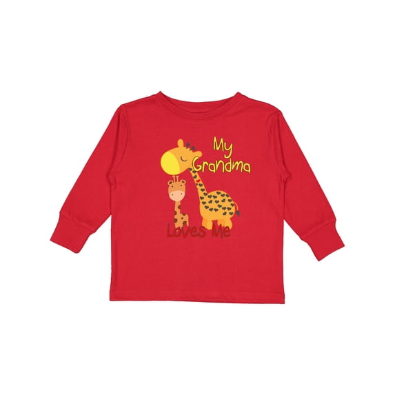 Inktastic My Grandma Loves Me Giraffe Boys or Girls Long Sleeve Toddler T-Shirt