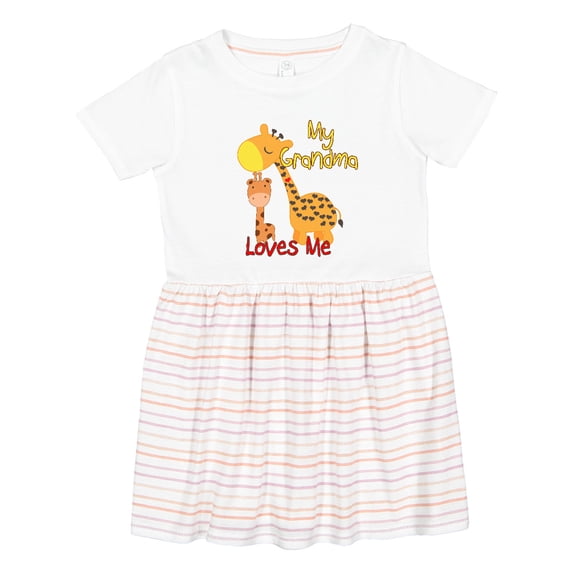 Inktastic My Grandma Loves Me Giraffe Girls Toddler Dress