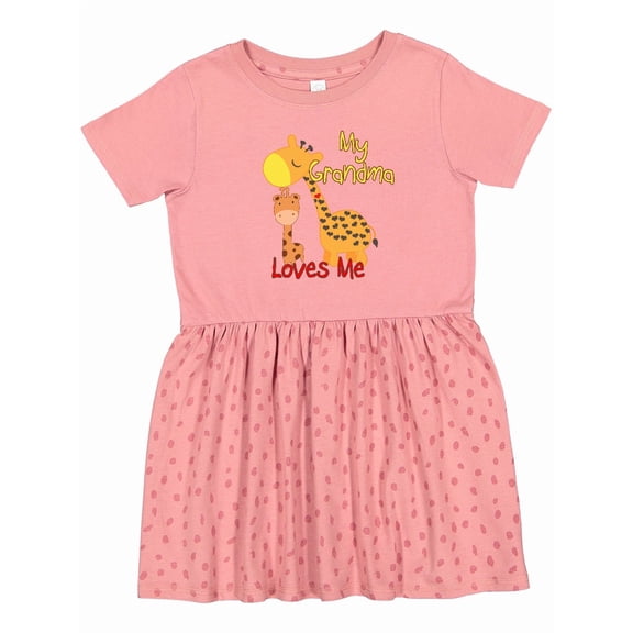 Inktastic My Grandma Loves Me Giraffe Girls Toddler Dress