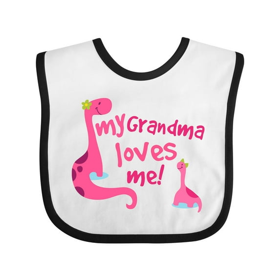 Inktastic My Grandma Loves Me Girls Dinosaur Girls Baby Bib