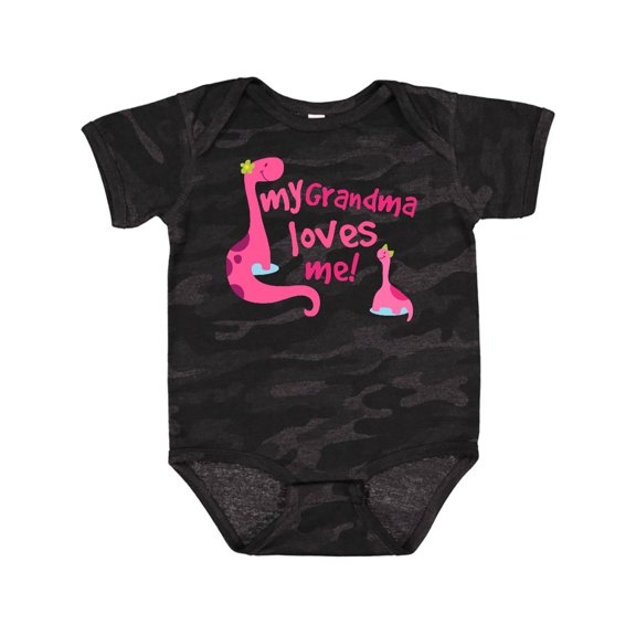 Inktastic My Grandma Loves Me Girls Dinosaur Girls Baby Bodysuit