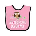 thumbnail image 1 of Inktastic My Grandma Loves Me Girls Girls Baby Bib, 1 of 4