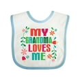 thumbnail image 1 of Inktastic My Grandma Loves Me Girls Girls Baby Bib, 1 of 4