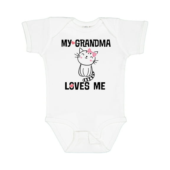 Inktastic My Grandma Loves Me Girls Kitty Girls Baby Bodysuit