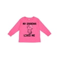 thumbnail image 1 of Inktastic My Grandma Loves Me Girls Kitty Girls Long Sleeve Toddler T-Shirt, 1 of 5