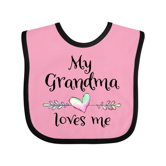 Inktastic My Grandma Loves Me Heart Grandchild Boys or Girls Baby Bib