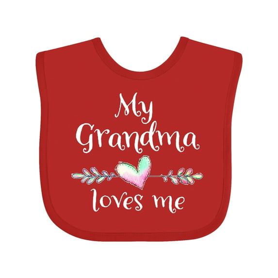 Inktastic My Grandma Loves Me- Heart Grandchild Boys or Girls Baby Bib