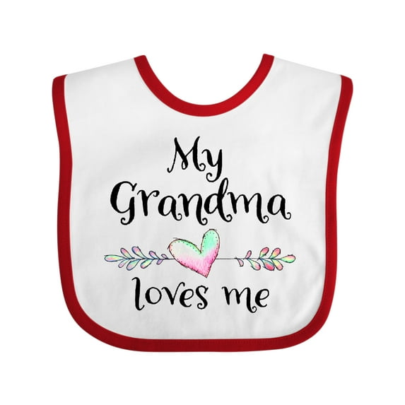 Inktastic My Grandma Loves Me Heart Grandchild Boys or Girls Baby Bib