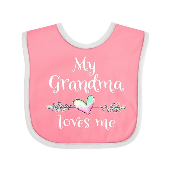 Inktastic My Grandma Loves Me- Heart Grandchild Boys or Girls Baby Bib