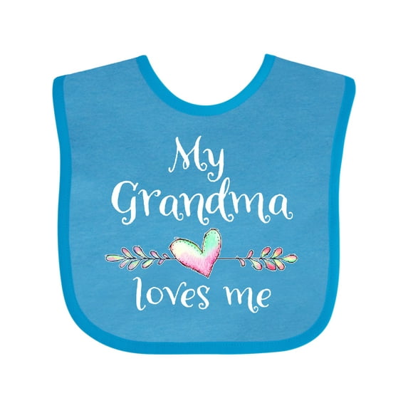 Inktastic My Grandma Loves Me- Heart Grandchild Boys or Girls Baby Bib