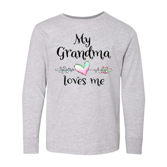 Inktastic My Grandma Loves Me Heart Grandchild Long Sleeve Youth T-Shirt