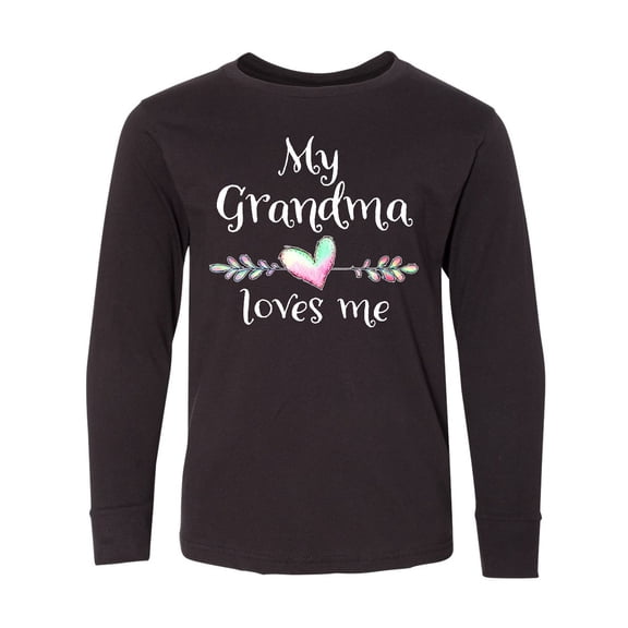 Inktastic My Grandma Loves Me- Heart Grandchild Long Sleeve Youth T-Shirt