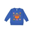 thumbnail image 1 of Inktastic My Grandma Loves Me Heart and Flowers Toddler Sweatshirt, 1 of 4