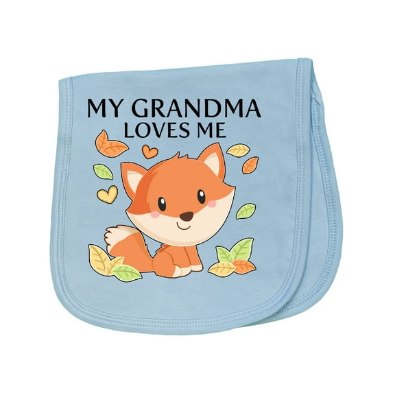 Inktastic My Grandma Loves Me Little Fox Baby Burp Cloth