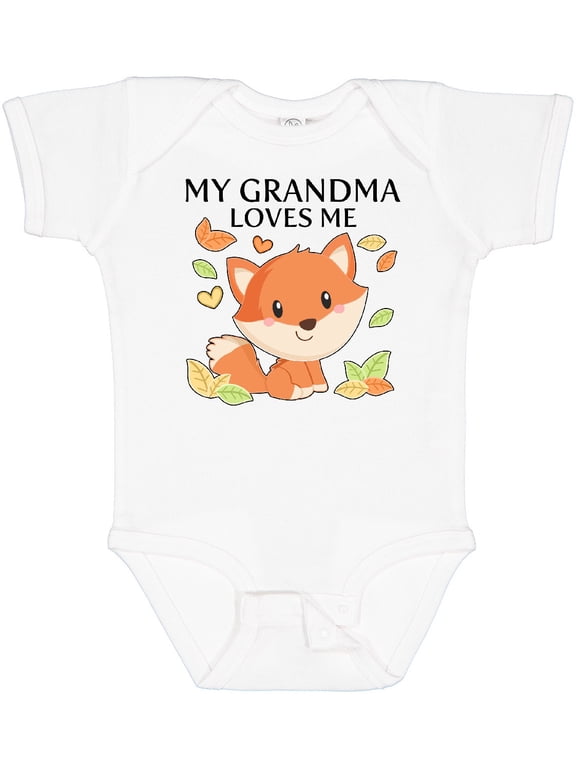 My Grandma Loves Me Little Fox Boys or Girls Baby Bodysuit