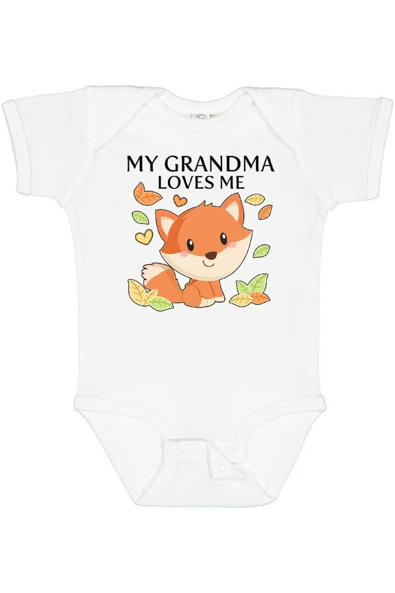 My Grandma Loves Me Little Fox Boys or Girls Baby Bodysuit