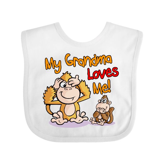 Inktastic My Grandma Loves Me Monkey Boys or Girls Baby Bib