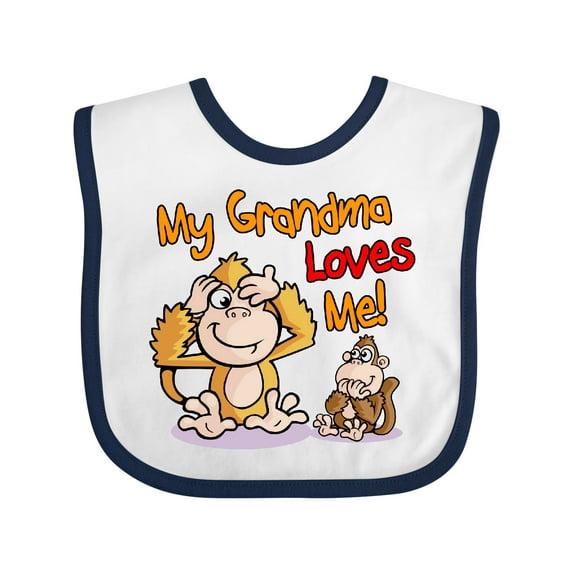 Inktastic My Grandma Loves Me Monkey Boys or Girls Baby Bib