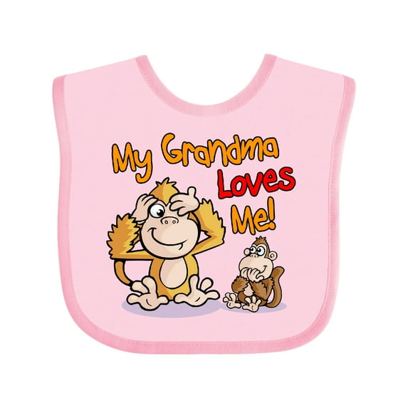 Inktastic My Grandma Loves Me Monkey Boys or Girls Baby Bib