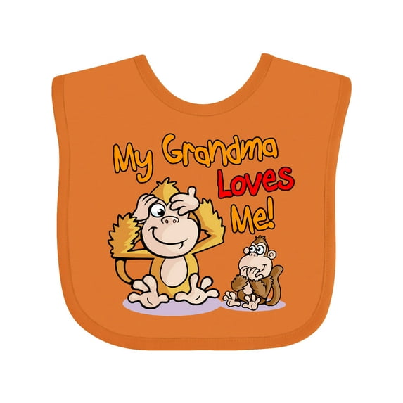 Inktastic My Grandma Loves Me Monkey Boys or Girls Baby Bib