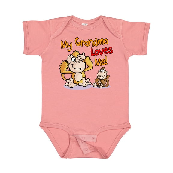 Inktastic My Grandma Loves Me Monkey Boys or Girls Baby Bodysuit
