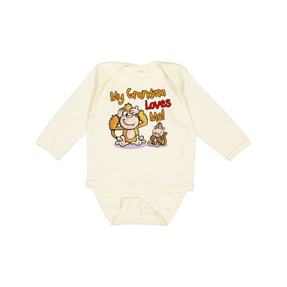 Inktastic My Grandma Loves Me Monkey Boys or Girls Long Sleeve Baby Bodysuit