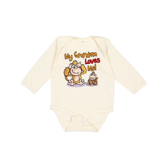 Inktastic My Grandma Loves Me Monkey Boys or Girls Long Sleeve Baby Bodysuit