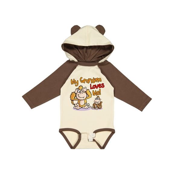 Inktastic My Grandma Loves Me Monkey Boys or Girls Long Sleeve Baby Bodysuit