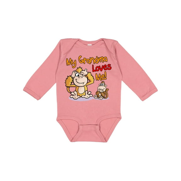 Inktastic My Grandma Loves Me Monkey Boys or Girls Long Sleeve Baby Bodysuit