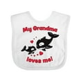 thumbnail image 1 of Inktastic My Grandma Loves Me Orca Family Boys or Girls Baby Bib, 1 of 4